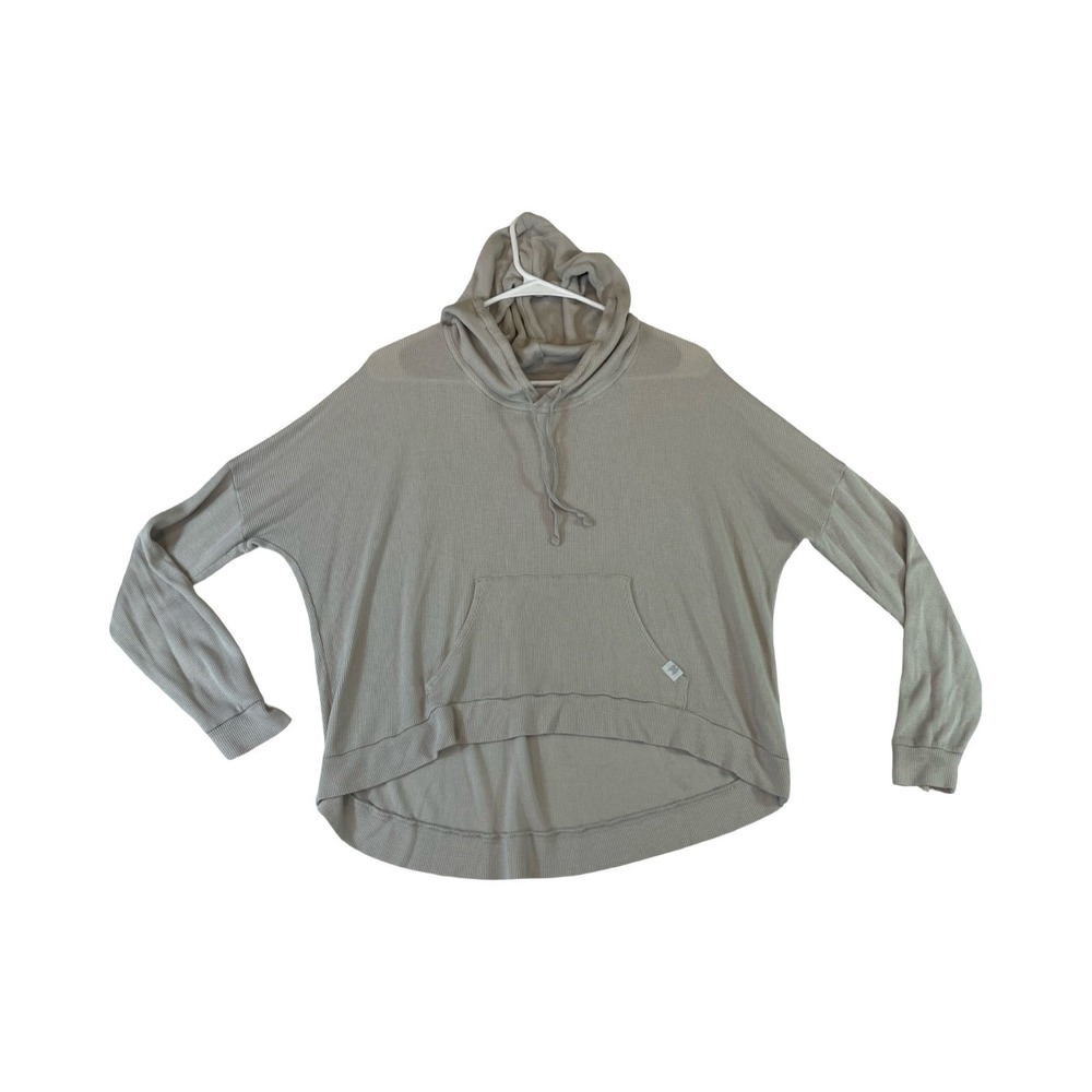 Victoria's Secret‎ Hoodie Womens Small Gray Waffle Knit Kangaroo Pocket Pullover
